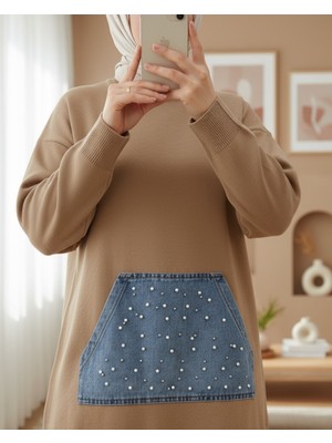 Modamorfo Kot Kanguru Cepli Triko Takım -Vizon