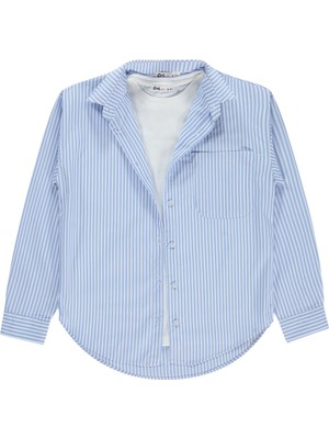 Civil Girls Çizgili 10-13 Yaş Gömlek - Mavi