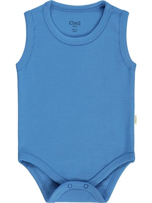 Civil Baby Düz Renkli 3-36 Ay Çıtçıtlı Badi - Mavi