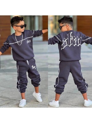 Bambam Erkek Çocuk 3 Iplik Şardonlu Alt Üst Eşofman TAKIMI-431131-FÜME