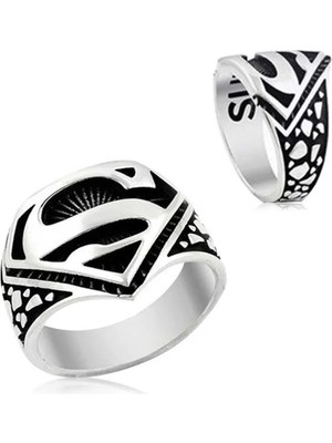 Inure Jewelry Gümüş Süpermen Sembolü Yüzük