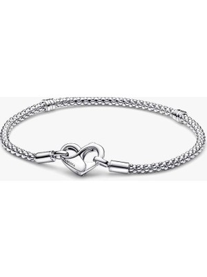 Genel Pandora Kalp Kilit Trok Örgülü Zincir Bileklik 925 Ayar Gümüş