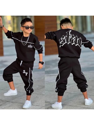 Bambam Erkek Çocuk 3 iplik Şardonlu Alt Üst Eşofman Takımı-431131-Siyah