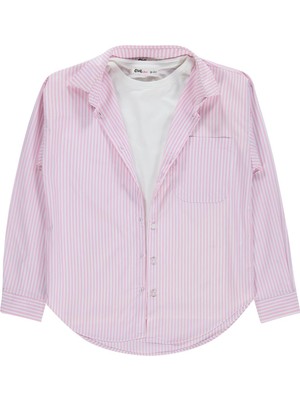 Civil Girls Çizgili 10-13 Yaş Gömlek - Pembe