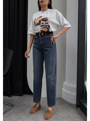 Esra Helvacı Boyfriend Süet Kemerli Jean