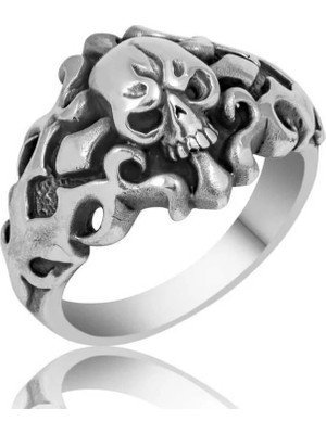 Inure Jewelry Gümüş Kuru Kafa Erkek Yüzük