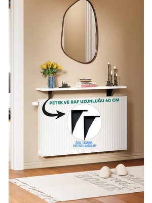 Jeina Lux - Dresuar Montaj Gerektirmeyen 60X18 cm Oval Kesim Petek Üstü Uçan Raf Kitaplık