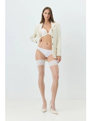 C&city Silikonlu 20 Denye Jartiyer Çorap Beyaz