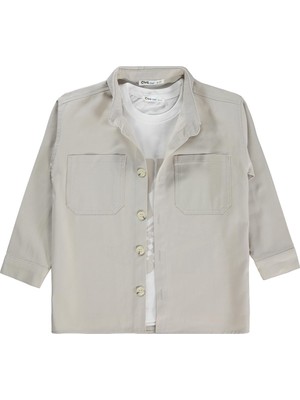 Civil Boys Çift Cepli Tişörtlü 10-13 Yaş Gömlek - Koyu Taş Rengi