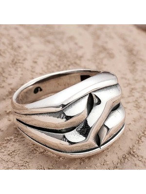 Inure Jewelry Gümüş Desenli Erkek Yüzük