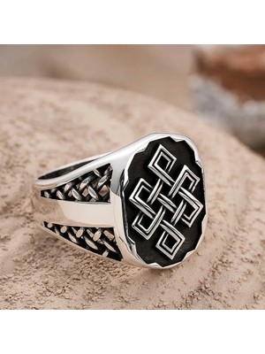 Inure Jewelry Gümüş Desenli Erkek Yüzük