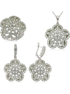 Inure Jewelry Gümüş Çiçek Bayan Set