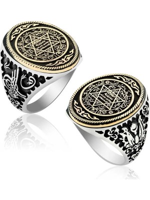 Inure Jewelry Gümüş Süleyman Mührü Erkek Yüzük