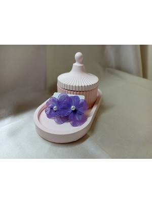 CSAY Moda Ortası Incili Mor Çiçek Küpe