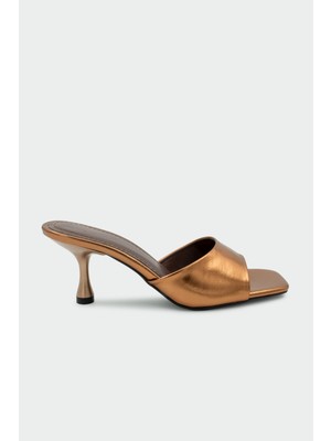 Laminta Perry Küt Burun Bakır Kadın Topuklu Terlik
