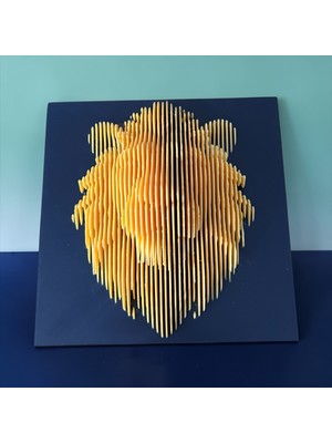 Major Hobi 3D Baskı Aslan Duvar Dekoru 20X20 cm Modern Tablo Heykel Görünümlü Tasarım