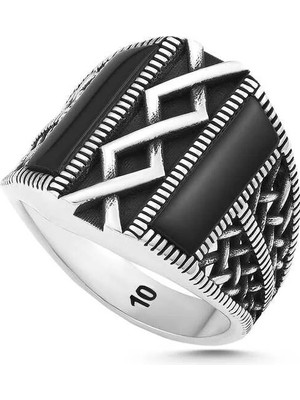 Inure Jewelry Gümüş Onikstaşlı Erkek Yüzük