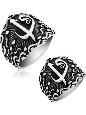 Inure Jewelry ​gümüş Elif Vav Erkek Yüzük