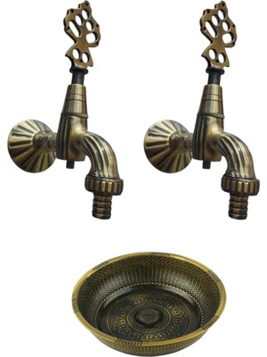 vitrinbanyo Ikili Osmanlı 1/2 Rekorlu Musluğu ve Hamam Tası Antik