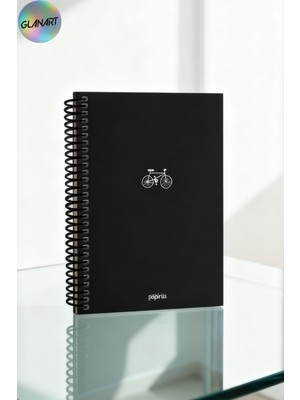 Glanart Spiralli 100 Yaprak Çizgisiz Orta Boy Sert Kapak Defter Kraft Kağıt 16X23 cm Dışı Siyah