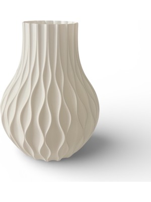 Major Hobi 3D Baskı Dalgalı Dekoratif Vazo 18 cm Modern Beyaz Pla Tasarım