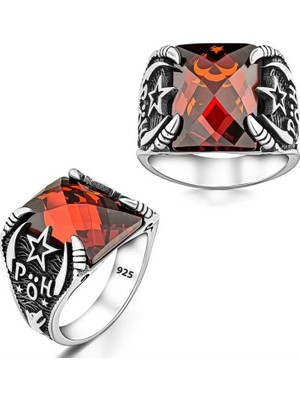 Inure Jewelry Gümüş Polis Özel Harekat Kırmızı Taşlı Erkek Yüzük