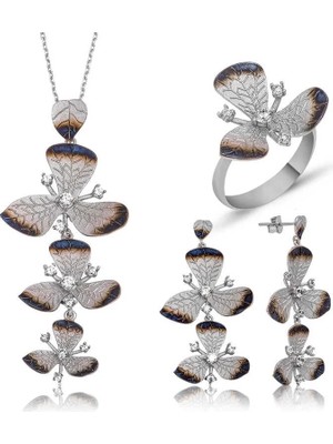 Inure Jewelry Gümüş Çiçek Bayan Set