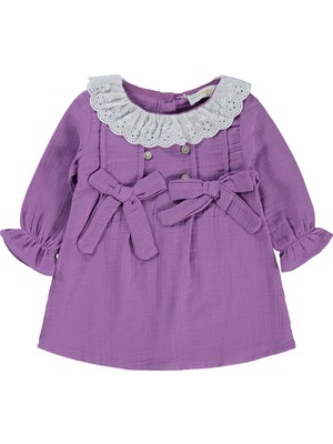 Zeyneva Timo Kız Yakası Fırfırlı Elbise 6-18 Ay - Lila
