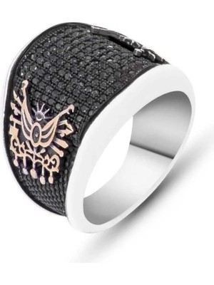 Inure Jewelry Gümüş Taşlı Osmanlı Armalı Erkek Yüzük