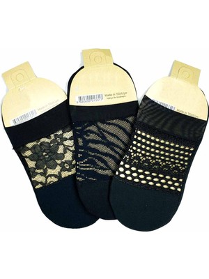 Ne Verelim Size 3 Adet Önü Transparan Kadın Fantezi Desenli Babet Çorap