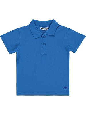 Civil Boys Erkek Çocuk Palmiye Nakışlı Polo Yaka 2-5 Yaş Tişört - Mavi