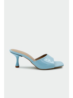 Laminta Perry Küt Burun Bebe Mavisi Kadın Topuklu Terlik