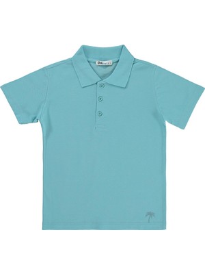 Civil Boys Erkek Çocuk Palmiye Nakışlı Polo Yaka 6-9 Yaş Tişört - Yeşil