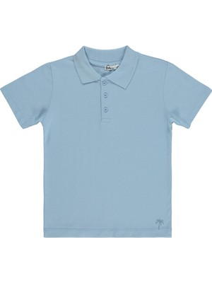 Civil Boys Erkek Çocuk Palmiye Nakışlı Polo Yaka 6-9 Yaş Tişört - Mavi