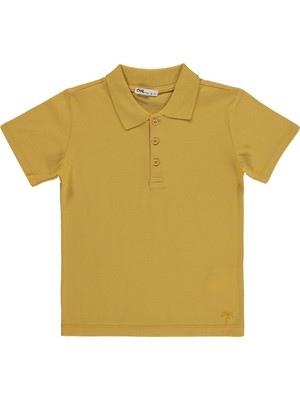 Civil Boys Erkek Çocuk Palmiye Nakışlı Polo Yaka 6-9 Yaş Tişört - Hardal