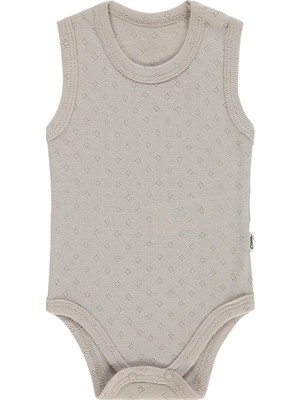 Civil Baby Jakarlı 3-36 Ay Çıtçıtlı Badi - Kahve