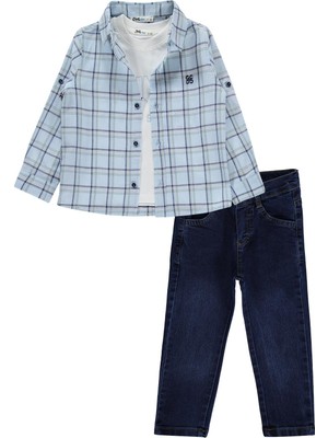 Civil Boys Ekose Gömlekli 3'lü 2-5 Yaş Takım - Mavi