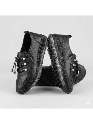 Voyager 9871 Içi Dışı Hakiki Deri Kayamaz Taban Çok Rahat Günlük Kadın Ayakkabı Siyah