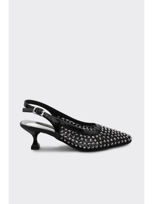 Derinet Taşlı Arkası Açık Kadın Abiye Ayakkabı