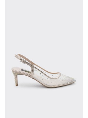 Derinet Taş Aksesuarlı File Kadın Abiye Ayakkabı