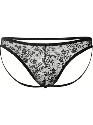 MiraLive Seksi Dantelli Arkası Açık Seksi Siyah Erkek Külot