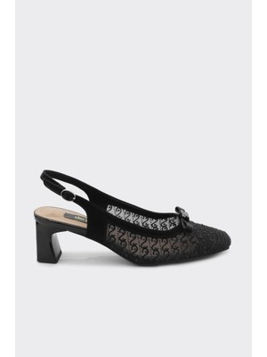 Derinet Fiyonklu Fileli Kadın Abiye Ayakkabı