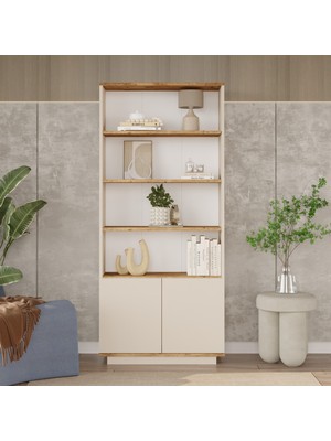 Yurupa Aven Kitaplık Raf 2 Kapaklı Raflı 168CM Çam-Kaşmir AVE16-AKA