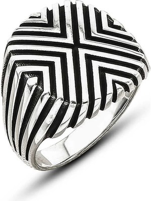 Inure Jewelry Gümüş Desenli Erkek Yüzük