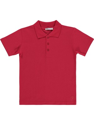 Civil Boys Erkek Çocuk Palmiye Nakışlı Polo Yaka 6-9 Yaş Tişört - Kırmızı