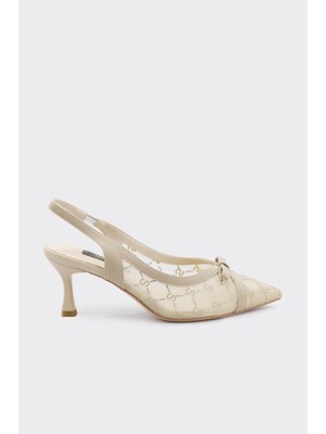 Derinet Fileli Fiyonk Aksesuarlı Kadın Abiye Ayakkabı