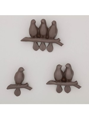 Selim Mary 3'lü Dekoratif Kuş Taupe