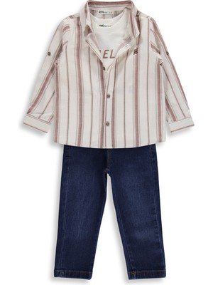 Civil Boys Kot Pantolonlu 3'lü 2-5 Yaş Takım - Kahve