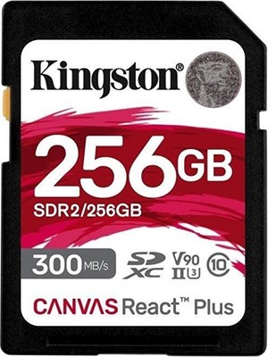 Kingston Sdr2-256Gb Canvas React Plus Sdxc Uhs-II 300R-260W U3 V90 For Full Hd-4K-8K Hafıza Kartı