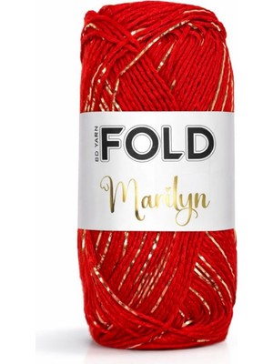 Fold Marilyn Kırmızı 7090  Simli Ip Örgü Ipi 100 Gram 165 Metre